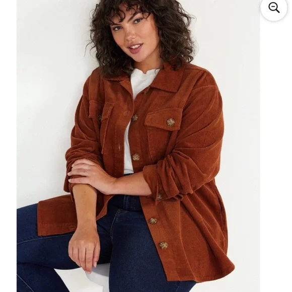 Time & Tru Rust orange corduroy Shacket size XL 16-18 - Picture 1 of 10